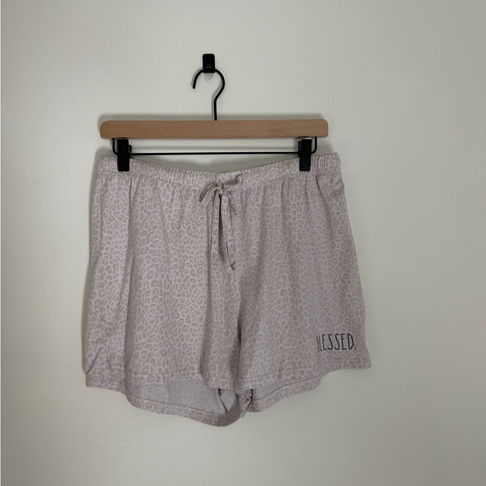 Rae Dunn Pink ‘BLESSED’ Leopard Print Pajama Shorts - Picture 2 of 8